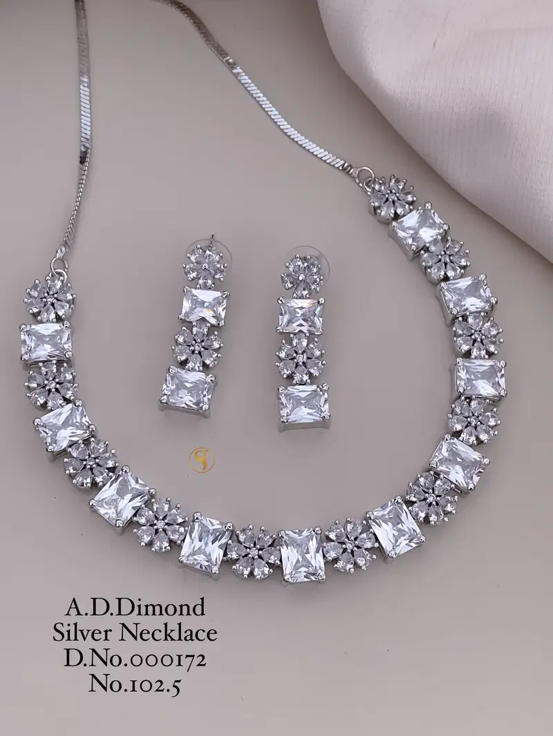 Designer AD 1025 Diamond Necklace Set Wholesale Price In Surat
